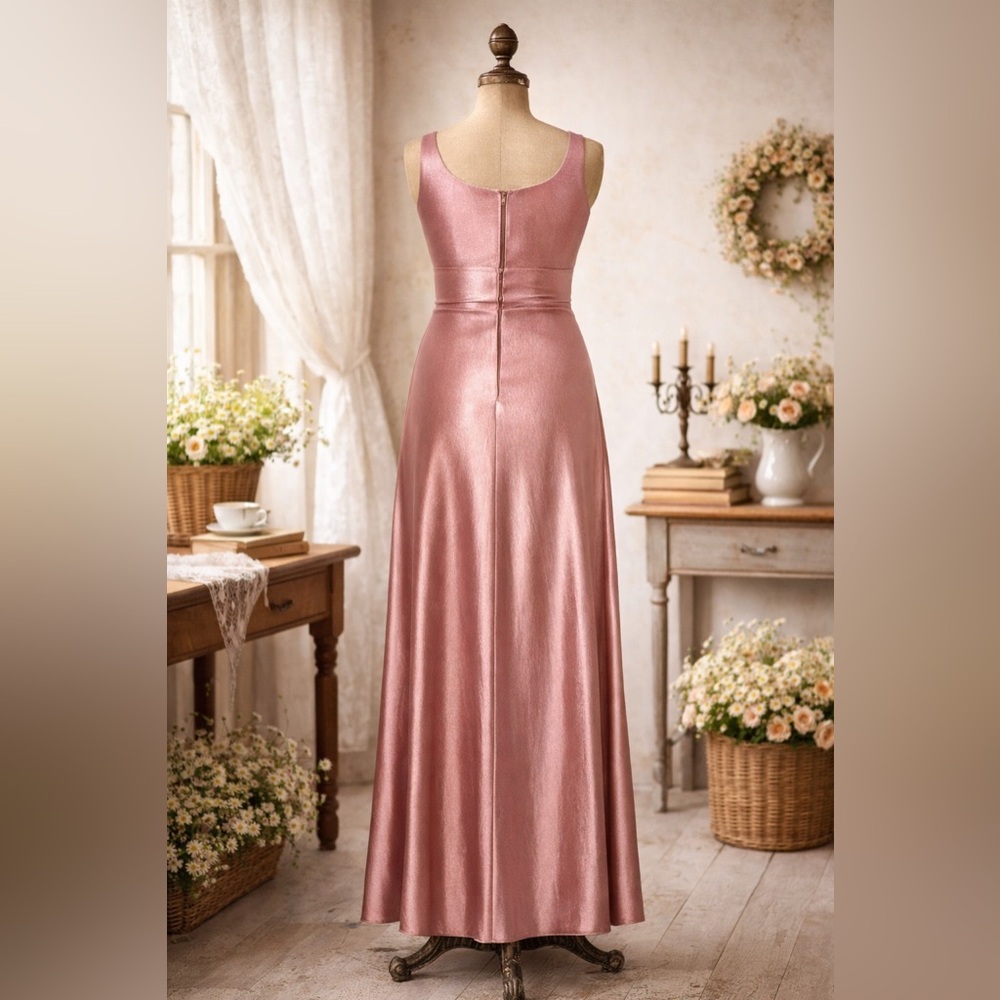 Vintage 1960s Metallic Pink Maxi Dress